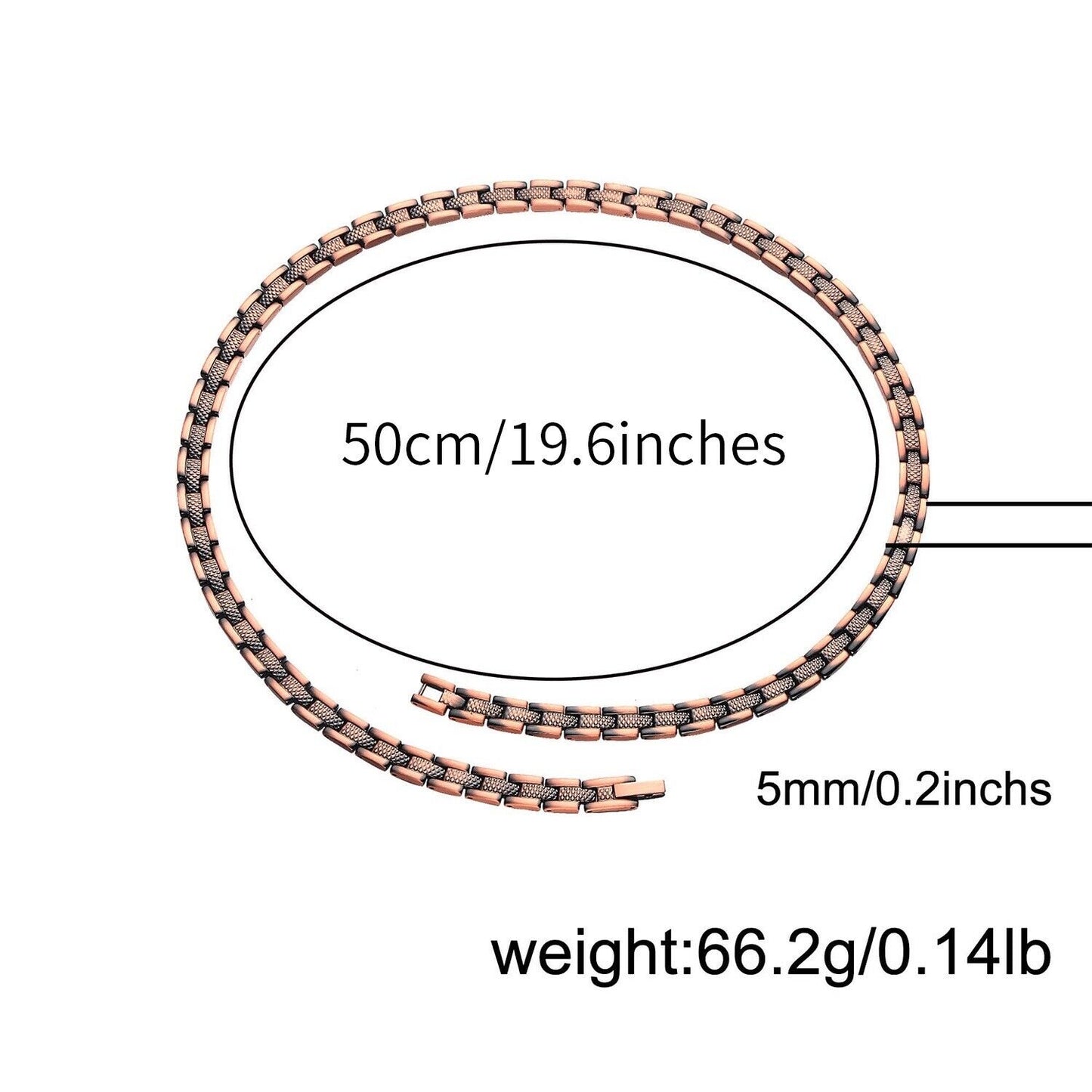 Pure Copper 99.9% Magnetic Necklace with 62 Neodymium Magnets Gift Boxed